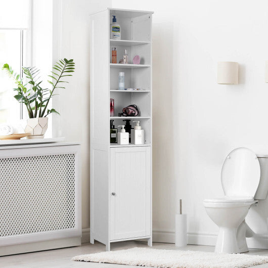 72 Inches Free Standing Tall Floor Bathroom Storage Cabinet-Gray