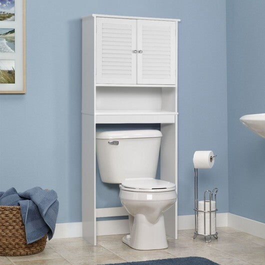 Over The Toilet Storage Cabinet with Double Doors and Adjustable Shelf