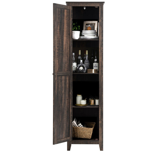 Linen Tower Bathroom Storage Cabinet Tall Slim Side Organizer with Shelf-White