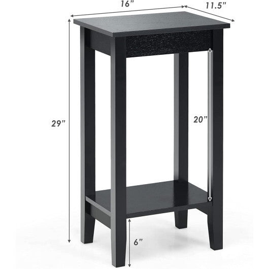 Set of 2 Versatile 2-Tier End Table with Storage Shelf-White