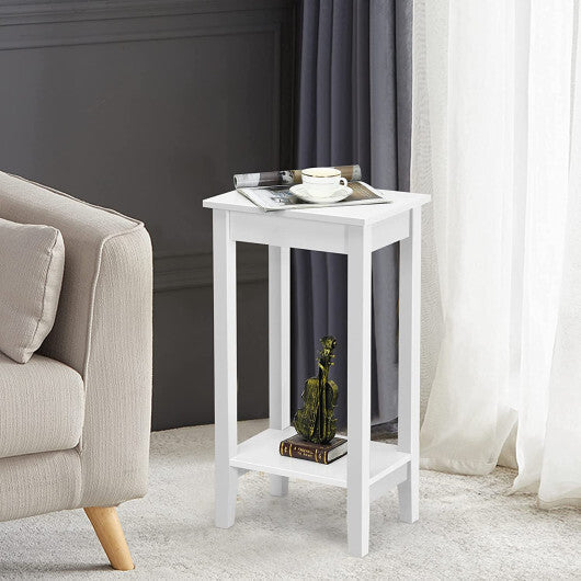 Set of 2 Versatile 2-Tier End Table with Storage Shelf-Black