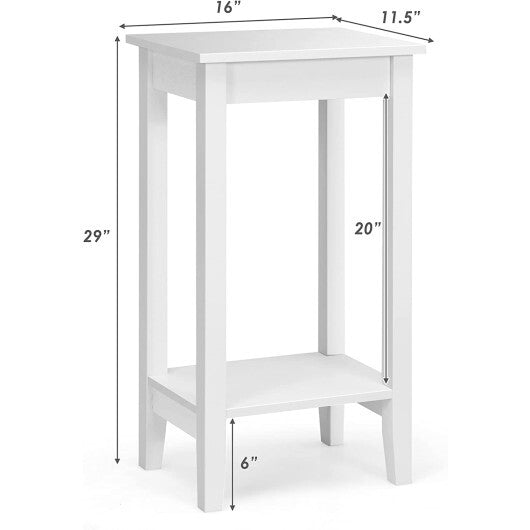 Set of 2 Versatile 2-Tier End Table with Storage Shelf-Black