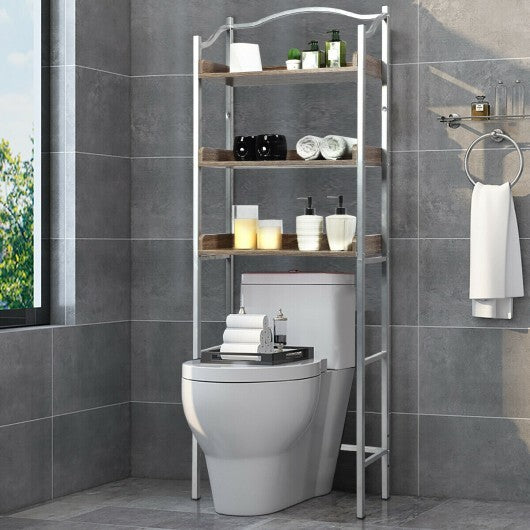 3-Tier Over-The-Toilet Bathroom Spacesaver Storage Rack-Silver - Color: Silver