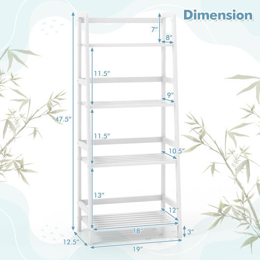 47.5 Inch 4-Tier Multifunctional Bamboo Bookcase Storage Stand Rack