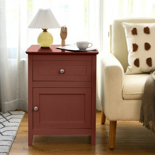 2-Tier Accent Table with Spacious Tabletop-Cherry - Color: Walnut
