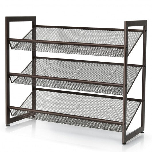 2/3/4 Tiers Flat and Slant Metal Shoe Rack for Entryway Hallway-4-Tier