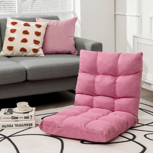 14-Position Adjustable Folding Lazy Gaming Sofa-Pink - Color: Pink