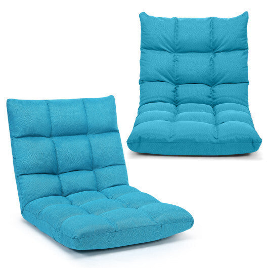 14-Position Adjustable Folding Lazy Gaming Sofa-Blue
