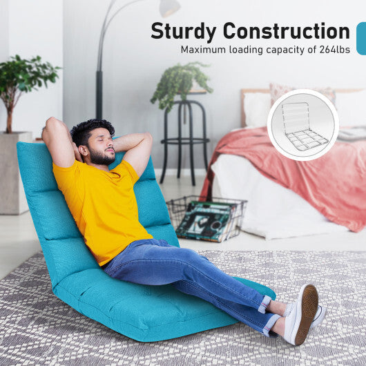 14-Position Adjustable Folding Lazy Gaming Sofa-Blue
