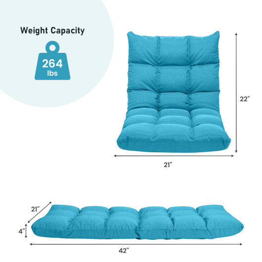 14-Position Adjustable Folding Lazy Gaming Sofa-Blue
