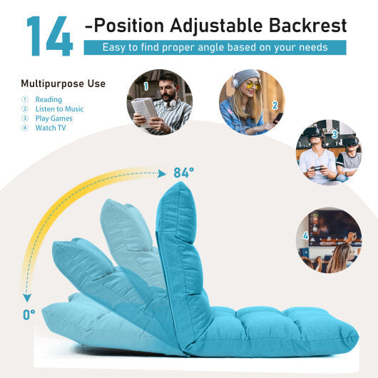 14-Position Adjustable Folding Lazy Gaming Sofa-Blue