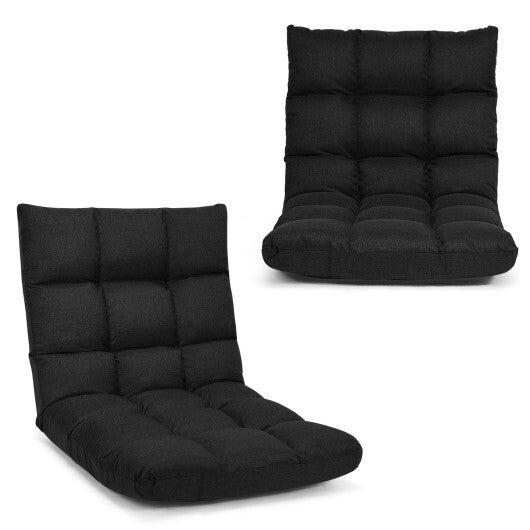 14-Position Adjustable Folding Lazy Gaming Sofa-Blue