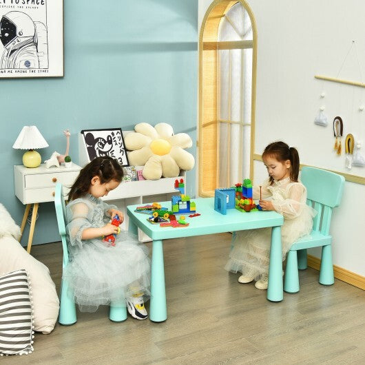 3 Pieces Toddler Multi Activity Play Dining Study Kids Table and Chair Set-Green - Color: Green