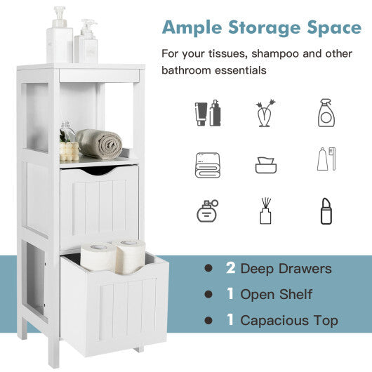Freestanding Storage Cabinet with 2 Removable Drawers for Bathroom-Black