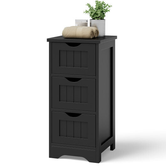 Bathroom Floor Freestanding Storage Organizer with 3 Drawers-Gray