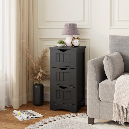 Bathroom Floor Freestanding Storage Organizer with 3 Drawers-Gray