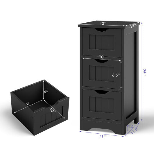 Bathroom Floor Freestanding Storage Organizer with 3 Drawers-Gray