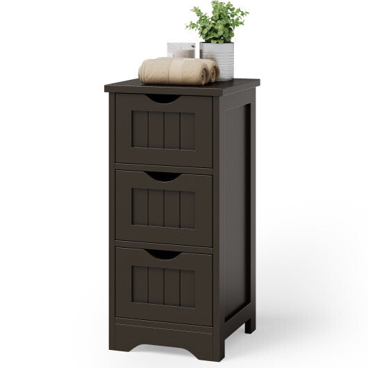 Bathroom Floor Freestanding Storage Organizer with 3 Drawers-Gray