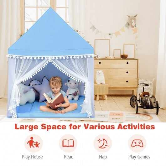 Kids Play Tent Large Playhouse Children Play Castle Fairy Tent Gift with Mat-Pink