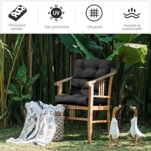 22 x 44 Inch Tufted Outdoor Patio Chair Seating Pad-Black - Color: Black