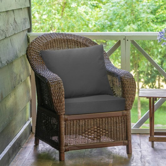 Deep Seat Chair Cushion Pads Set with Rope Belts for Indoor and Outdoor-Gray - Color: Gray