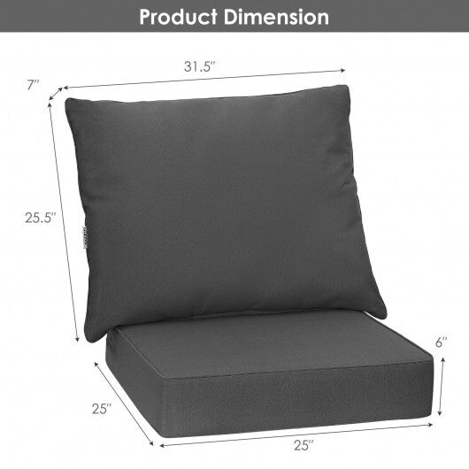 Deep Seat Chair Cushion Pads Set with Rope Belts for Indoor and Outdoor-Gray - Color: Gray