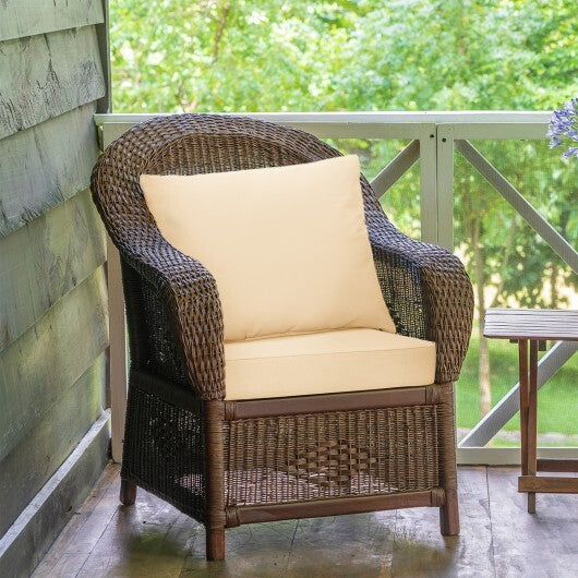 Deep Seat Chair Cushion Pads Set with Rope Belts for Indoor and Outdoor-Beige - Color: Beige