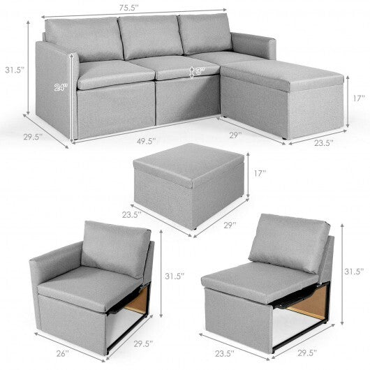 Convertible L-Shaped Sectional Sofa Couch with Reversible Chaise-Green