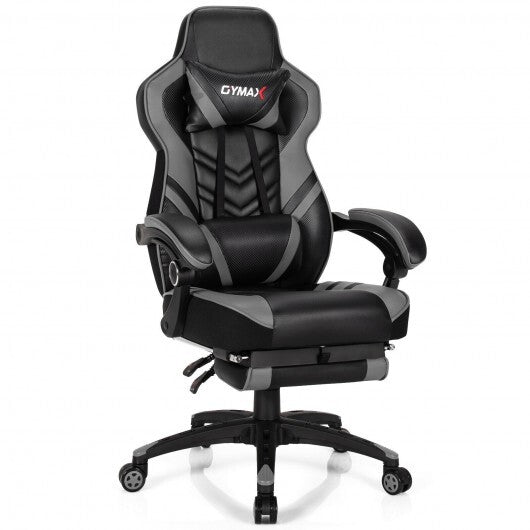 Adjustable Gaming Chair with Footrest for Home Office-Blue