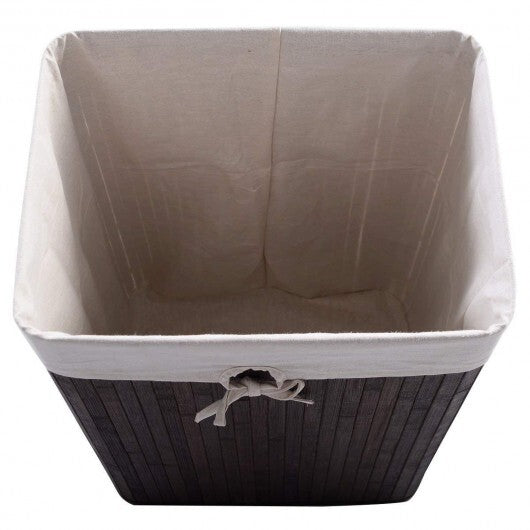 Rectangle Bamboo Hamper Laundry Basket Washing Cloth Bin Storage Bag Lid 3 color-Brown - Color: Brown