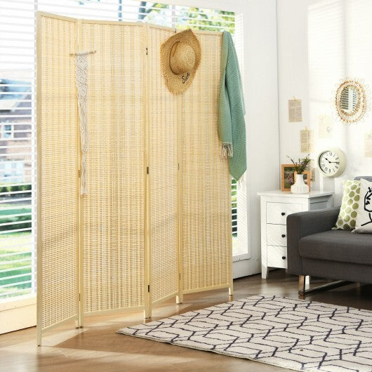 6 ft 4 Panel Portable Folding Room Divider Screen-Natural - Color: Natural