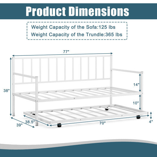 Twin Size Daybed and Trundle Frame Set Trundle Bedframe-Black