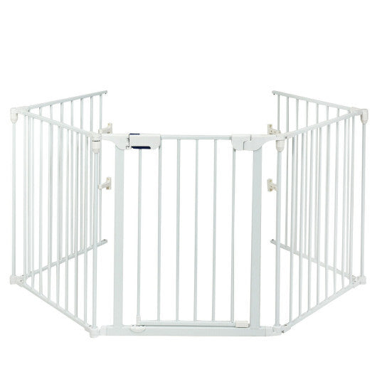 115 Inch Length 5 Panel Adjustable Wide Fireplace Fence-Black