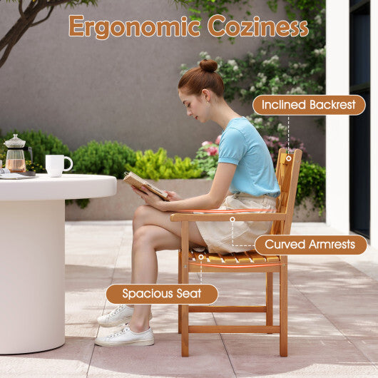5-Piece Square Patio Dining Set for 4 with Acacia Table & Armchairs for Outdoor