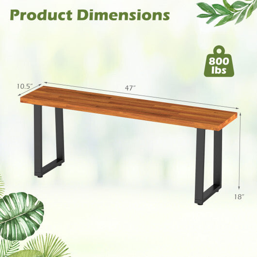 Set of 2 Wood Patio Bench 47.5" Long Dining Bench for Entryway Poolside