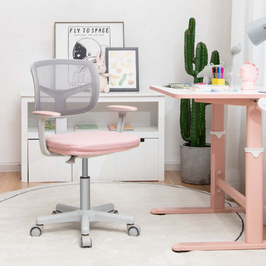 Adjustable Desk Chair with Auto Brake Casters for Kids-Blue