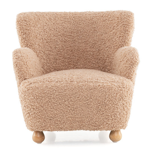 Sherpa Kids Sofa Comfy Toddler Armchair with Solid Rubber Wood Legs-Rustic Brown