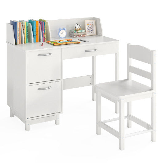 Wooden Kids Study Desk and Chair Set Student Workstation-Pink
