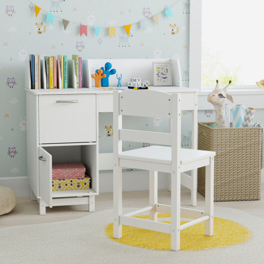 Wooden Kids Study Desk and Chair Set Student Workstation-Pink