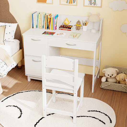 Wooden Kids Study Desk and Chair Set Student Workstation-Pink