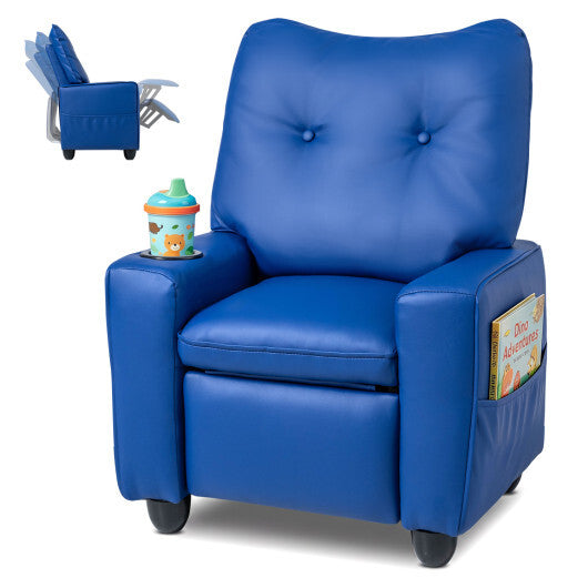 Kids Recliner with Cup Holder Armrests and Adjustable Backrest for Playroom-Pink