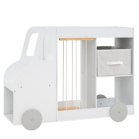 Toy Storage Organizer with Stuffed Animal Storage Fabric Drawer and Universal Wheels-Natrual