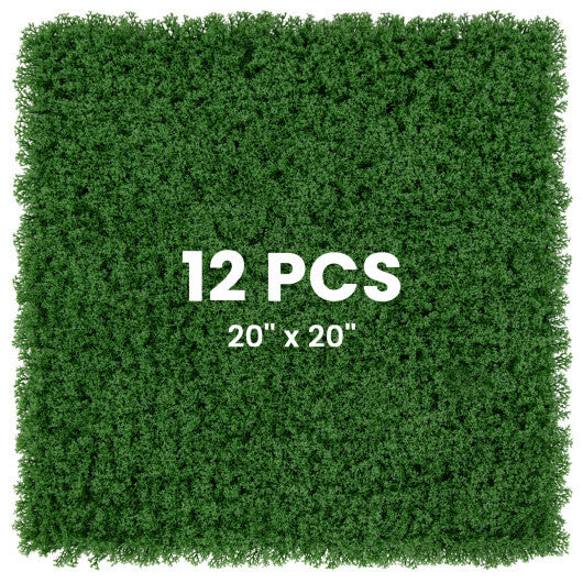 12 Pieces 20 x 20 inches Artificial Grass Wall Panels for Garden Yard Balcony-Light Green