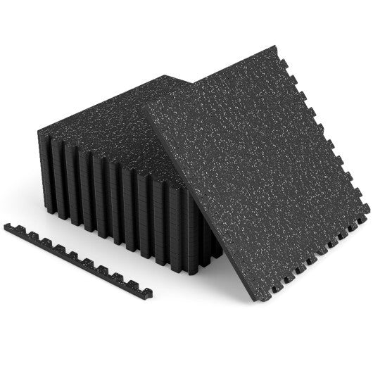 0.39 inch Thick Rubber Top Exercise Mat 48 Sq Ft with Boarders-color-Gray