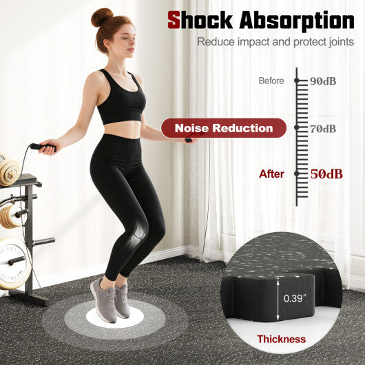 0.39 inch Thick Rubber Top Exercise Mat 48 Sq Ft with Boarders-color-Gray