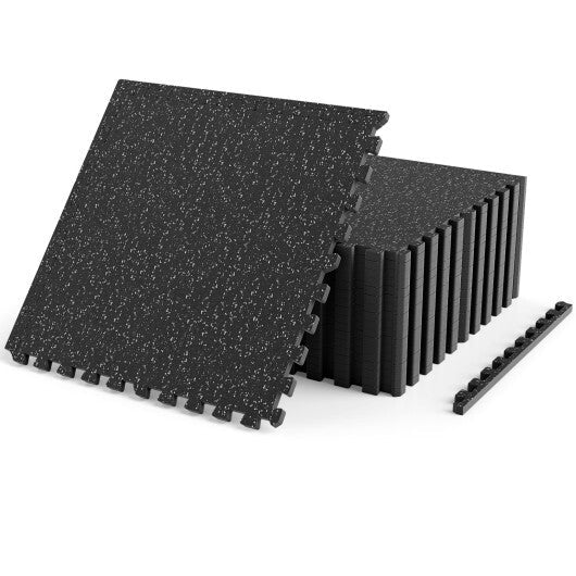 0.39 inch Thick Rubber Top Exercise Mat 70 Sq Ft with Boarders-Gray
