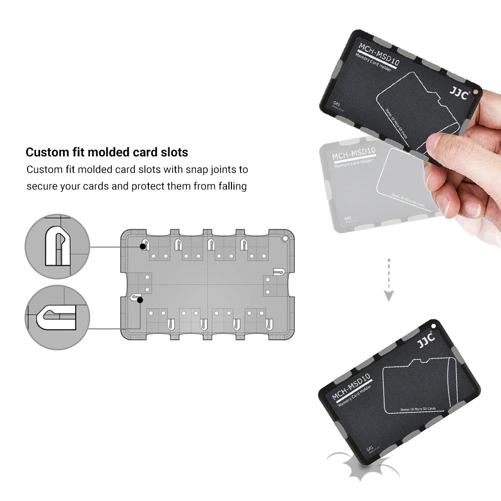 JJC Thin Micro SD Card Holder SD Card Case Wallet Credit Card Size for SD Micro SD TF Cards Hard Shell Camera Photo Accessories