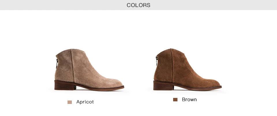 BEAUTODAY Suede Ankle Boots Women Soft Cow Leather Back Zip V-shape Ladies Autumn Winter Boots Handmade 03274