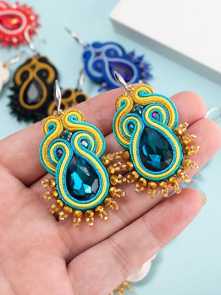Fashion Handmade Jewelry Soutache Earrings Women Dangle Earrings Ethnic Boho Accessories Colorful Earring New Trendy Gift