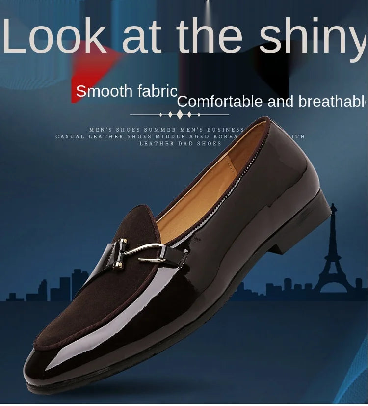 Patent Leather Loafers Men Dress Shoes Leather Italian Oxford Shoes for Men Wedding Dress Formal Slip on Shoes Men Office 2026